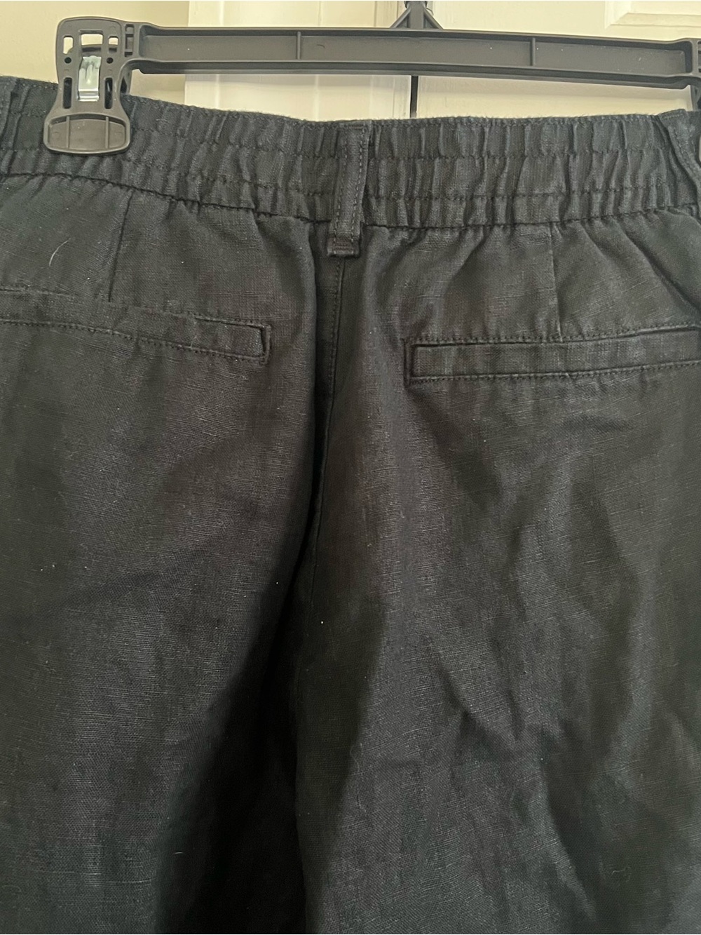 Wide Leg Pants 100% Linen Full Length Black High Waist Lands’ End Size 6 Office - Picture 4 of 7
